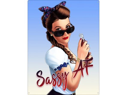 Plechová Ceduľa PinUp - Sassy AF
