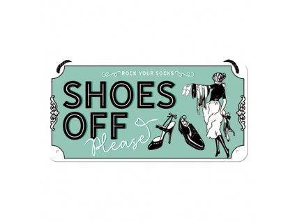Plechová Ceduľa Shoes Off Please