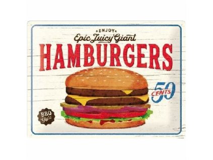 Plechová Ceduľa Juicy Hamburgers