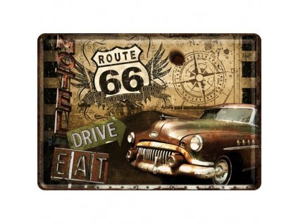 Plechová Pohľadnica Route 66 Drive