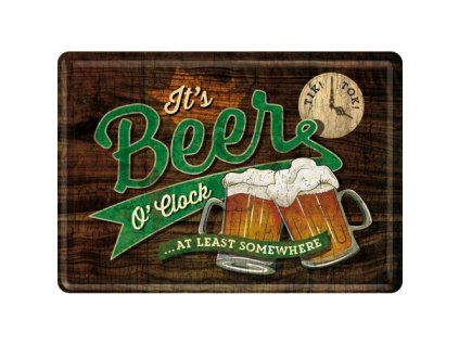 Plechová Pohľadnica It's Beer O'clock