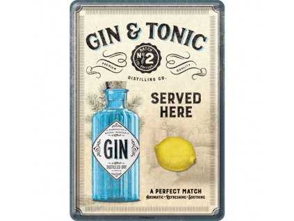 Plechová Pohľadnica Gin & Tonic Served Here