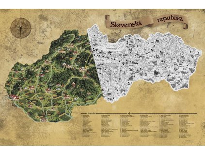 Stieracia Mapa Slovenska Deluxe - Strieborná