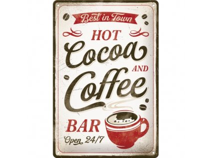 Plechová Ceduľa Hot Cocoa And Coffee