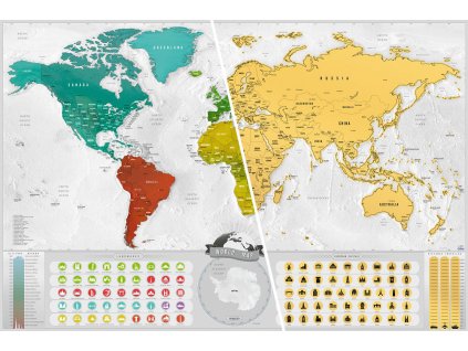 Stieracia Mapa Sveta Deluxe Blanc - Zlatá