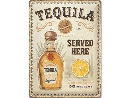 Obraz - Plechová Ceduľa Tequila Served Here