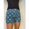 Šortky na jógu modré - orientální vzor (Barva nabíraný střih, Velikost S)