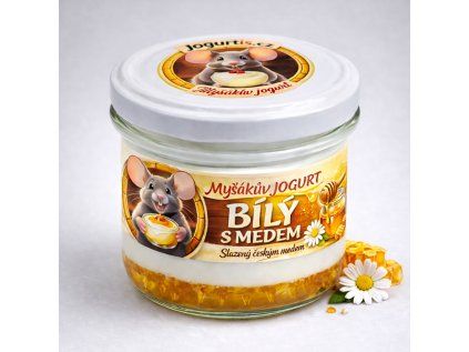 Bílý jogurt s medem ve skle