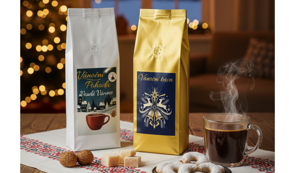 Vánoční dárky s kávou Johnny Coffee – pečlivě zabalené dárkové sety