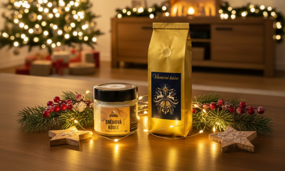 Vánoční dárky s kávou Johnny Coffee – pečlivě zabalené dárkové sety