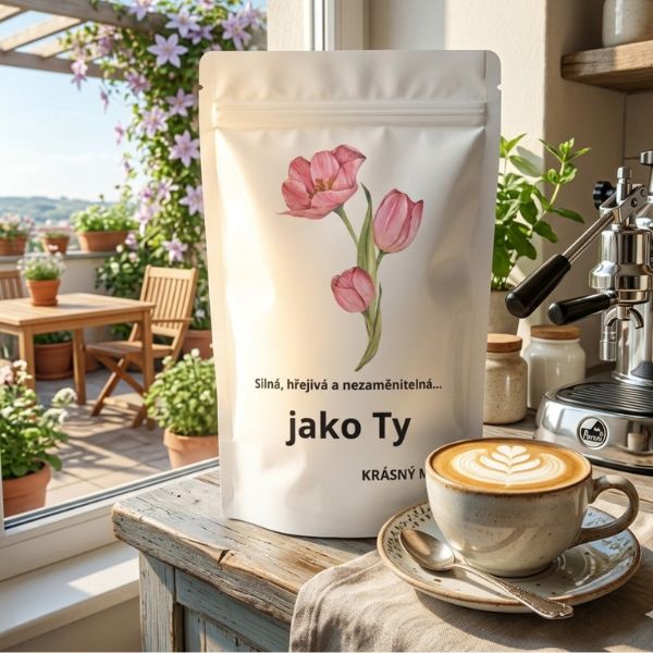 Balení kávy ke Dni matek s logem Johnny Coffee