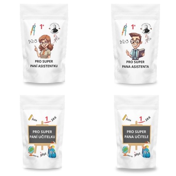Dárek pro učitele – káva s poděkováním od Johnny Coffee, 4 varianty obalu