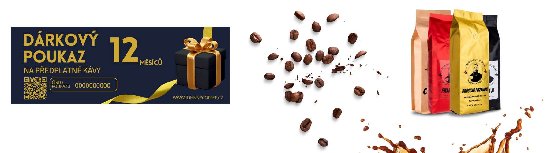 Předplatné kávy na 3 až 12 měsíců od Johnny Coffee, možnost i jako dárek v podobě dárkového kuponu