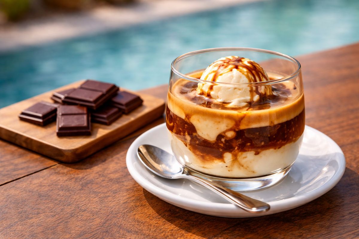 Affogato se sušenkou amarettini a čokoládou – ideální kombinace