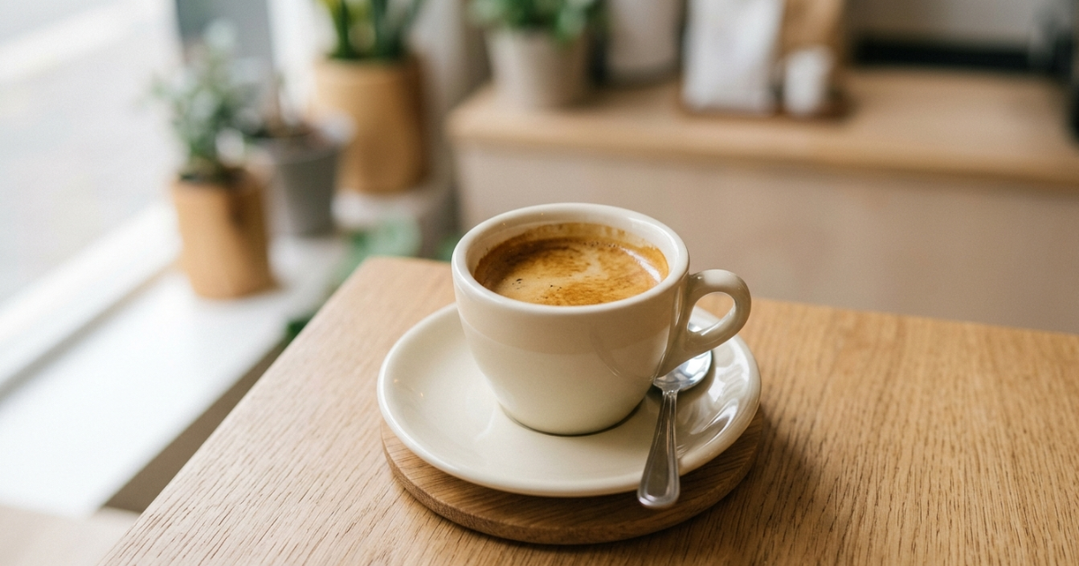 Espresso s hustou cremou v bílém šálku – recept na přípravu domácího espressa