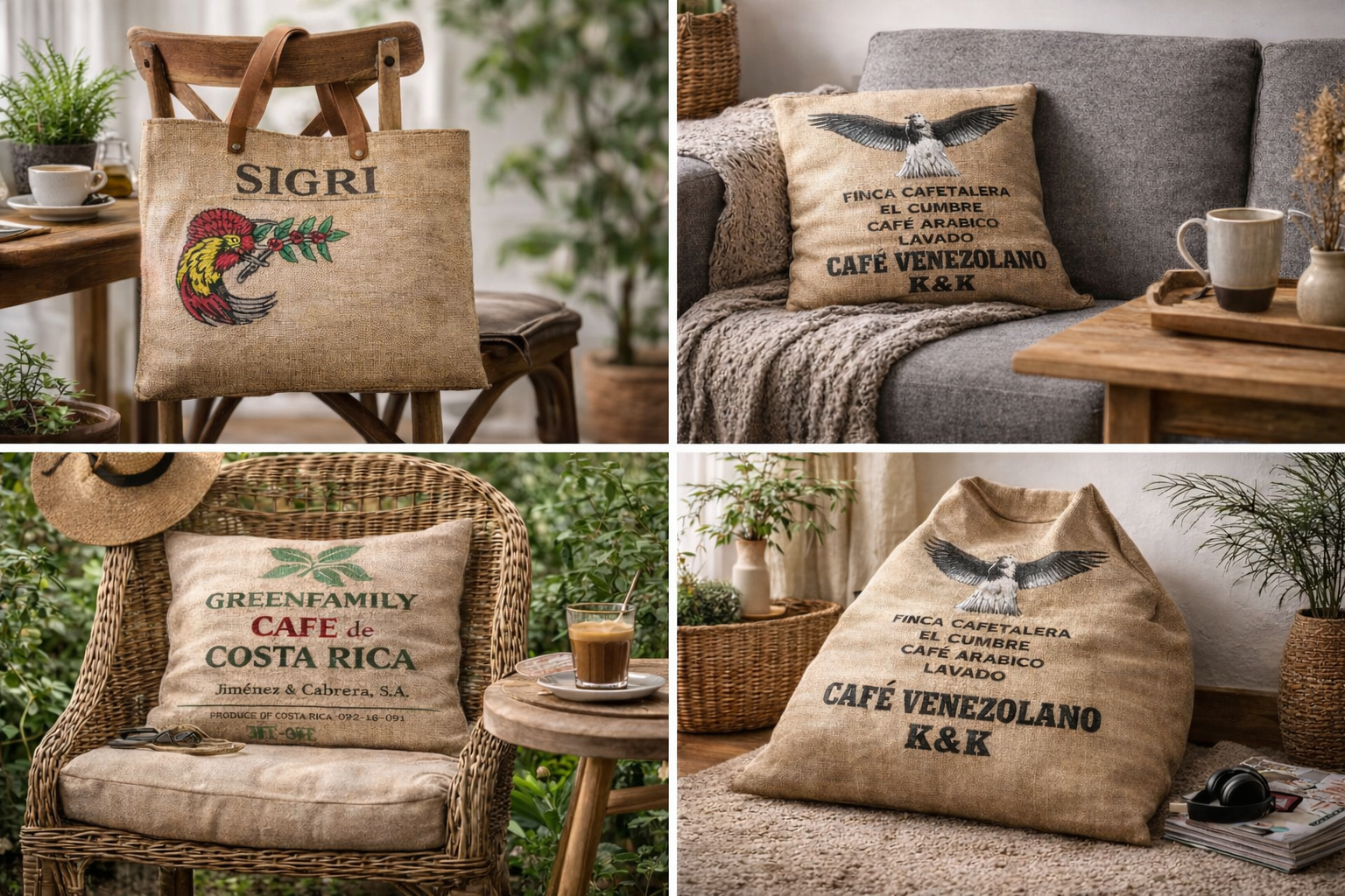 Dekorace z jutových pytlů od kávy – inspirace a nápady