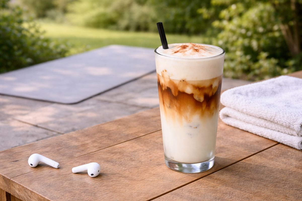 Protein iced latte jako post-workout nápoj v lifestyle prostředí