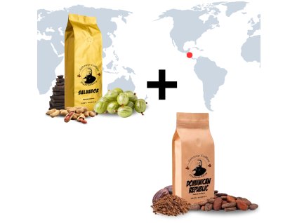 El salvador kava na espresso ktera se hodi do kavovaru a do firemnich kuchynek v setu s dominican republic