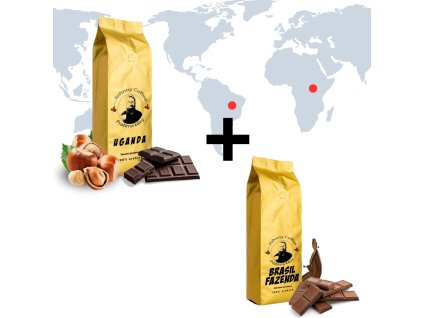 set kavy uganda tmave przena a brasilie fazenda johnny coffee
