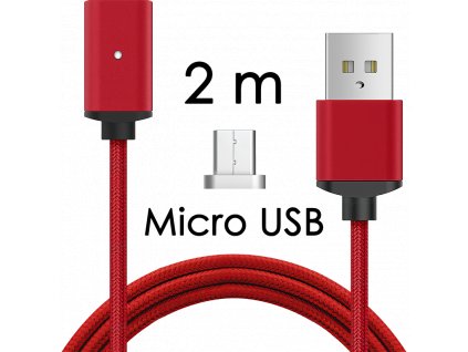 johns shop magneticky kabel m2 cerveny 2m micro usb