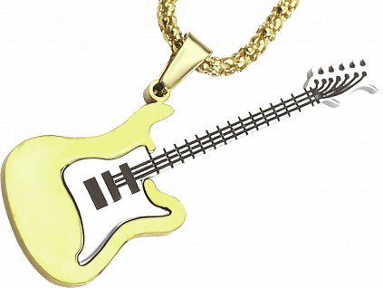 johns shop cz retizek kulaty kovovy s priveskem elektricka kytara zlata 1