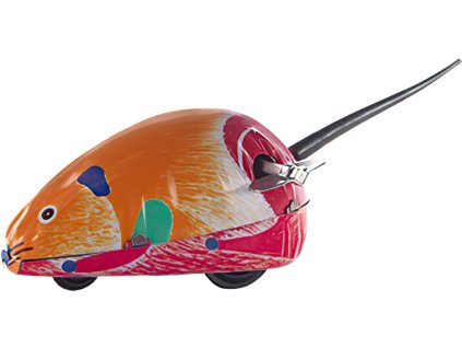 johns shop cz retro hracka kovova mys na klicek oranzova s cervenym spodkem