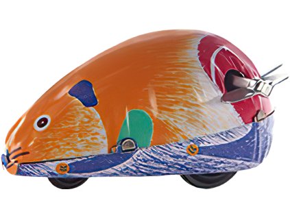johns shop cz retro hracka kovova mys bez ocasu na klicek oranzova s modrym spodkem