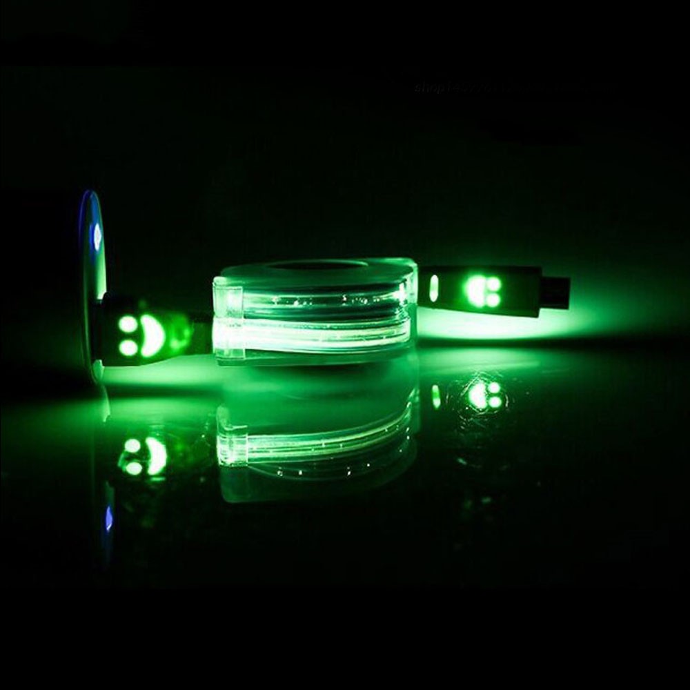 Svítící kabel Micro USB - zelený