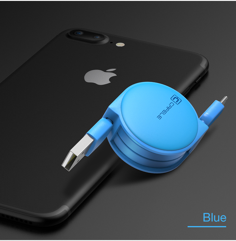 Samonavíjecí luxusní Micro USB kabel - světle modrá