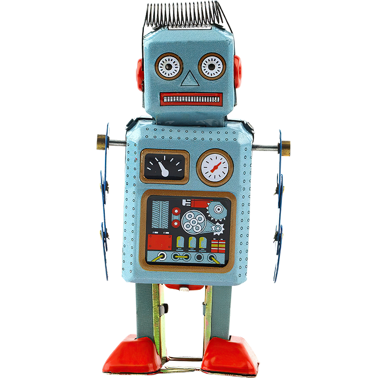 Kovový robot na klíček - Retro hračka