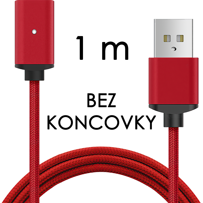 M2 - Magnetický USB kabel - Červený - Bez koncovky - 1 m