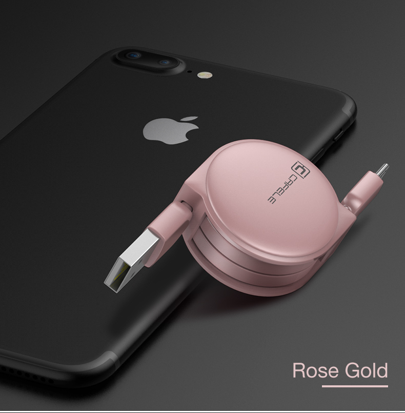 Samonavíjecí luxusní Micro USB kabel - růžová