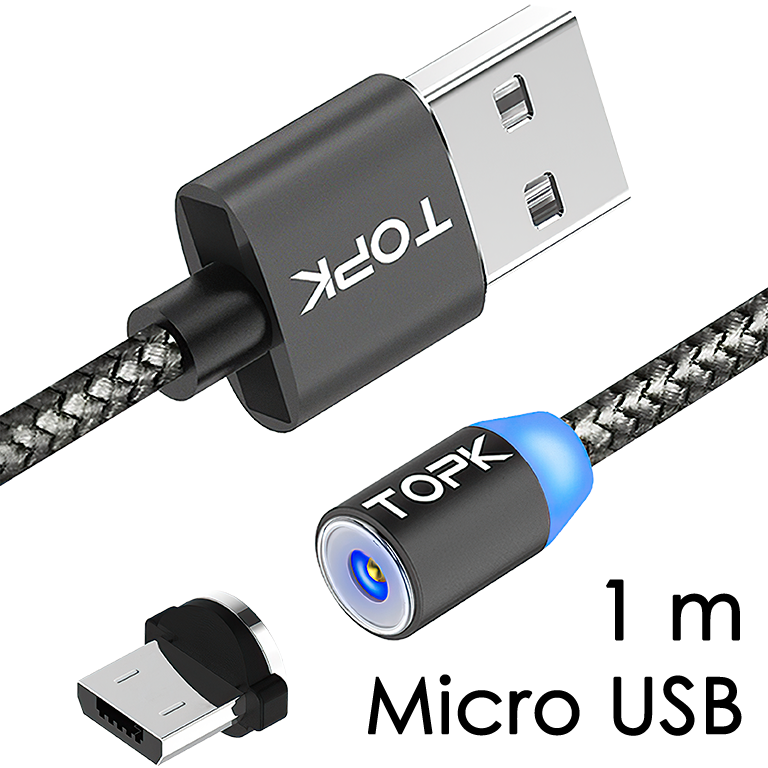 M5 - Magnetický USB kabel - Šedý - Micro USB - 1 m