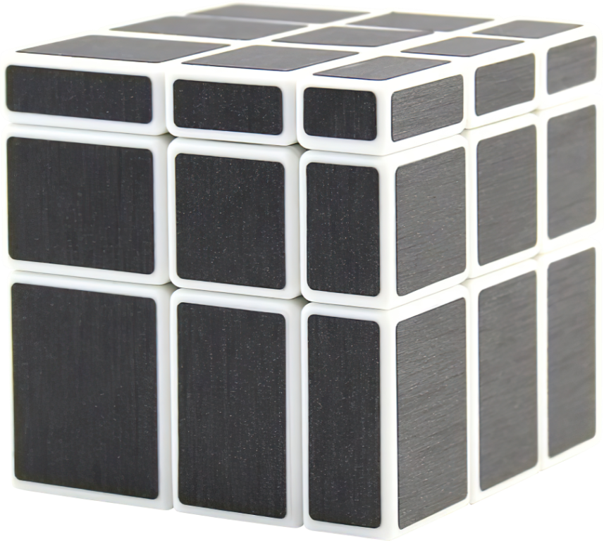 Rubikova kostka - Zrcadlová - 3x3x3 - Černá (Mirror Cube) - Bílý podklad