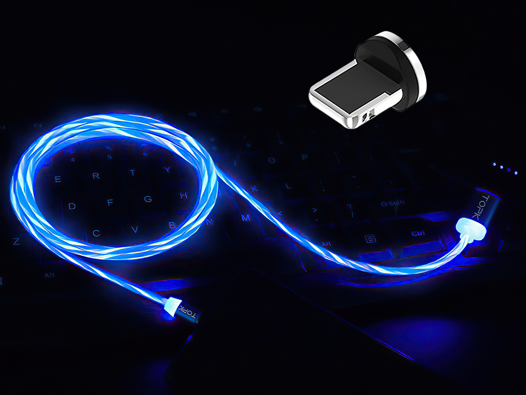 M5 - Svítící magnetický USB kabel - Modrý - pro iOS (Apple) - 1 m
