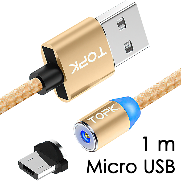 M5 - Magnetický USB kabel - Zlatý - Micro USB - 1 m