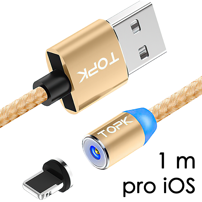 M5 - Magnetický USB kabel - Zlatý - pro iOS (Apple) - 1 m