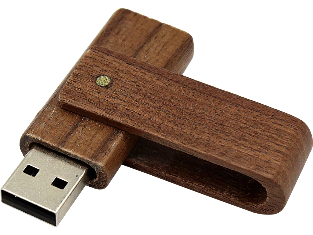 USB Flash disk - Dřevěný - 64 GB - USB 3.0 - Ořech (Otočné zavírání)
