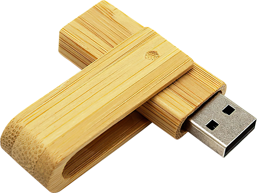 USB Flash disk - Dřevěný - 64 GB - USB 3.0 - Bambus (Otočné zavírání)