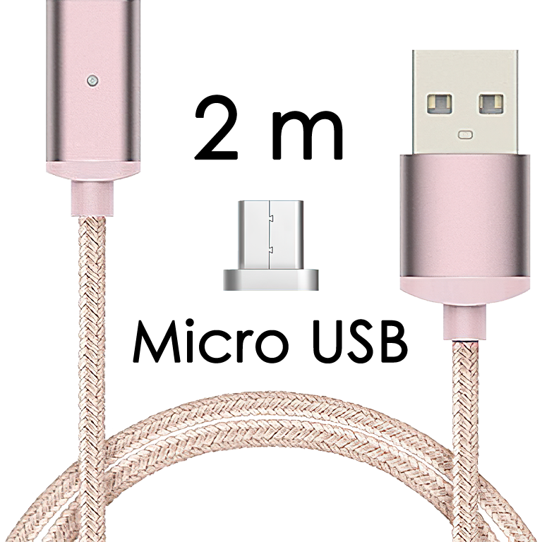 M2 - Magnetický USB kabel - Růžový - Micro USB - 2 m