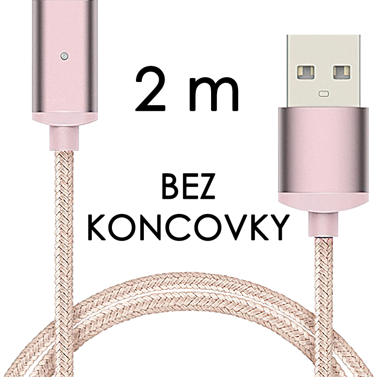 M2 - Magnetický USB kabel - Růžový - Bez koncovky - 2 m
