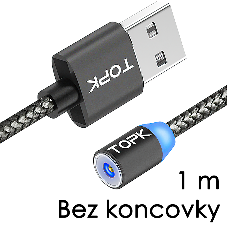 M5 - Magnetický USB kabel - Šedý - Bez koncovky - 1 m
