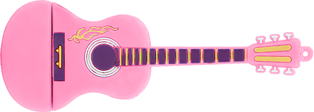 USB Flash disk - 32 GB - USB 2.0 - Akustická kytara - Růžová
