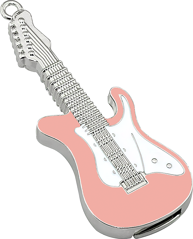 USB Flash disk - 64 GB - USB 2.0 - Elektrická kytara - Růžovo-bílá
