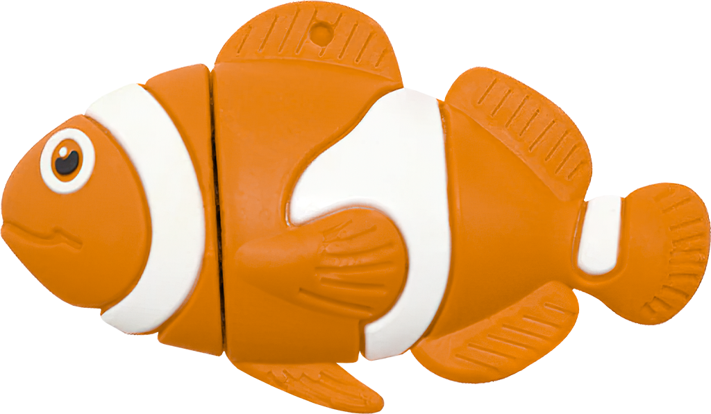 USB Flash disk - 64 GB - Rybička Klaun - Oranžová - USB 3.0