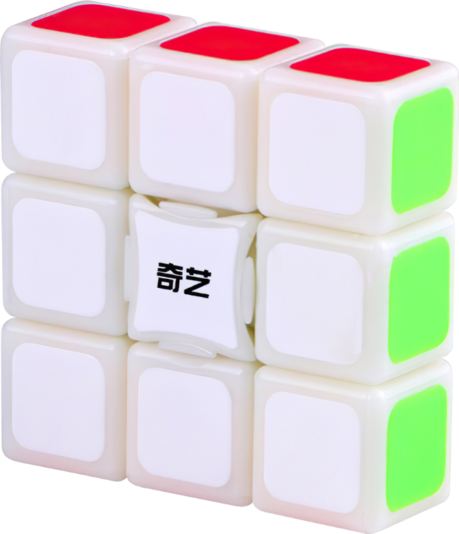 Rubikova kostka - Plochá - 1x3x3 - Bílý podklad