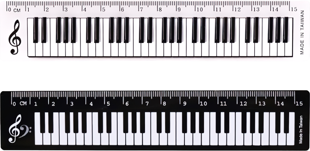 Sada 2 ks - Pravítko černé a průhledné plastové - 15 cm - Klaviatura