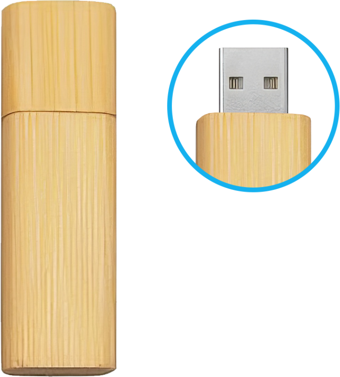 USB Flash disk - Dřevěný - 64 GB - USB 2.0 - Bambus - Zakulacený
