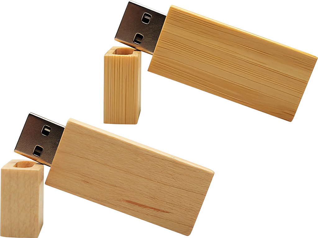 Sada 2 ks USB Flash disků - Dřevěné - 64 GB - USB 2.0 - Bambus a Javor - Hranaté