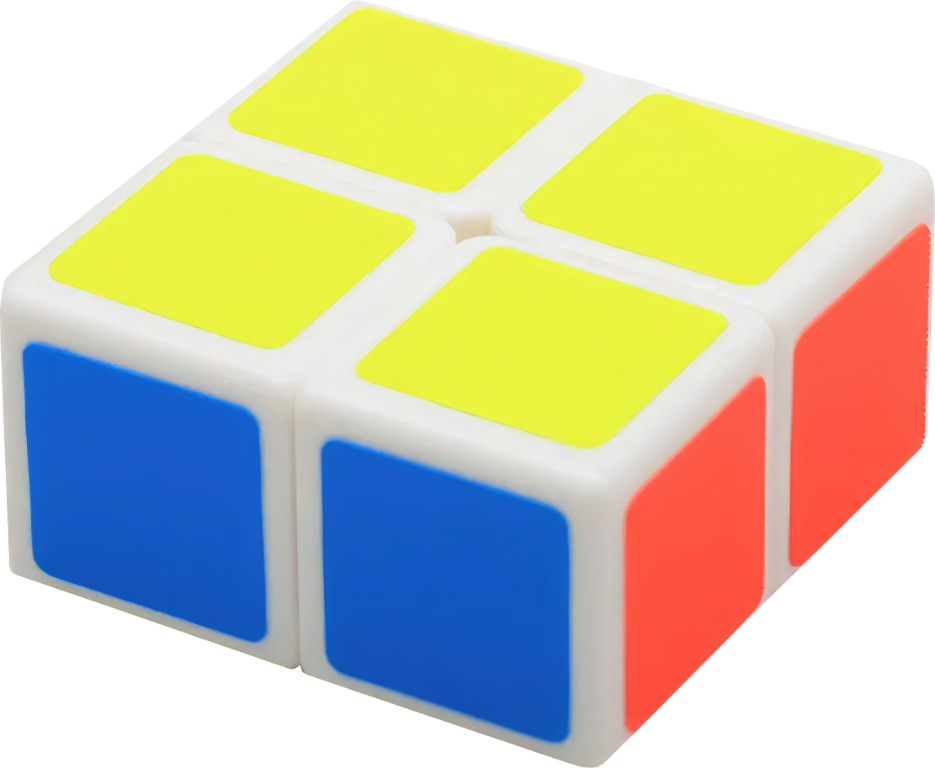 Rubikova kostka - Plochá - 1x2x2 - Bílý podklad